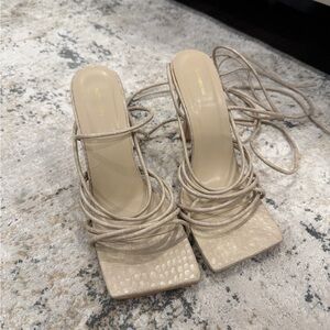 Pretty Little Thing  Beige Strappy Women's Heels